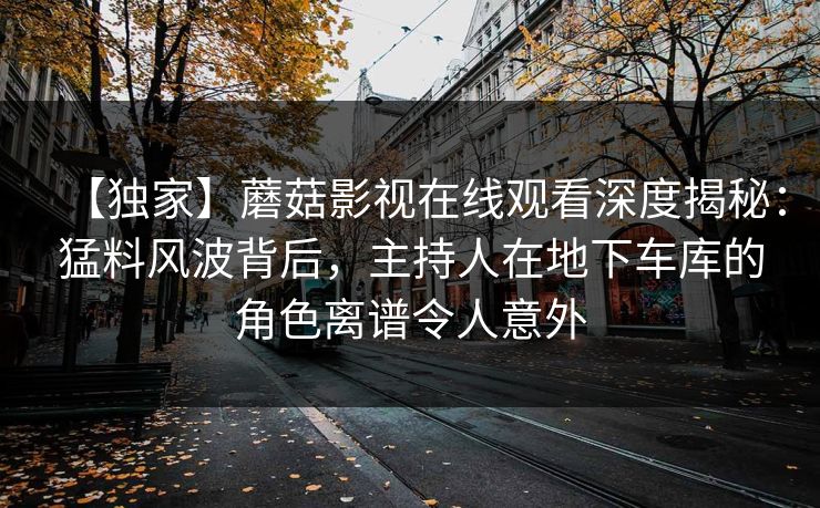 【独家】蘑菇影视在线观看深度揭秘：猛料风波背后，主持人在地下车库的角色离谱令人意外